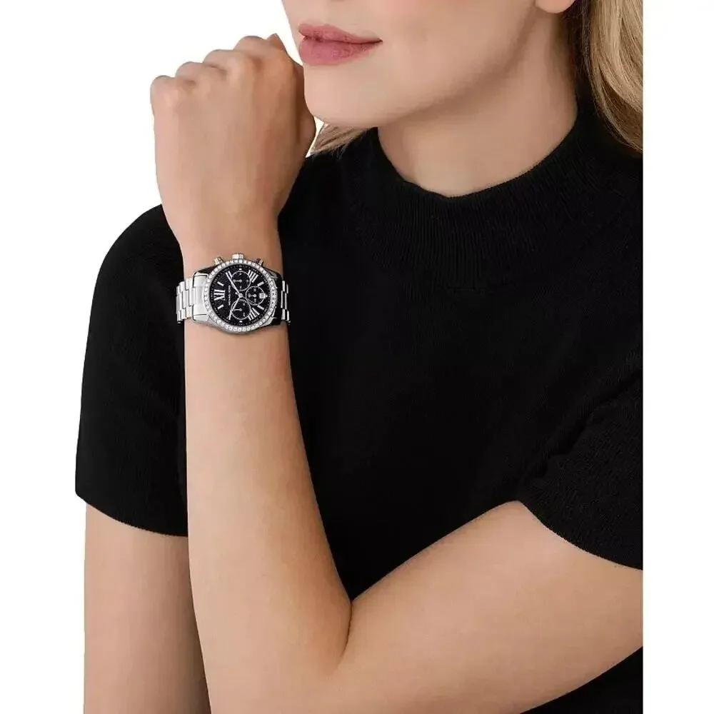 Michael Kors Women's Lexington Pavé Minimalist Silver Tone Crystal 38MM Watch